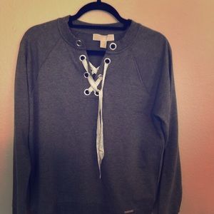 Michael kors gray lace front sweatshirt small NWT